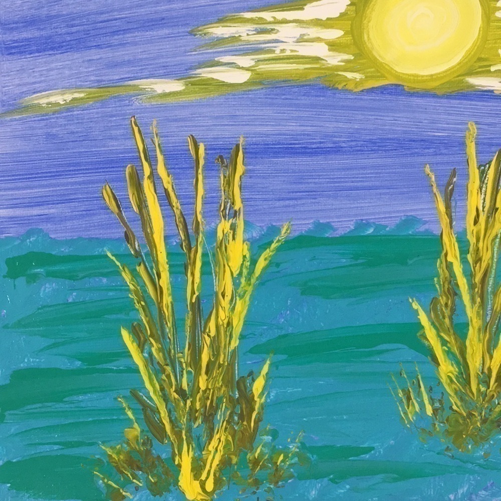 Original Acrylic Painting Sunny Lagoon Beach Art 12x12 - Picture 5 of 11